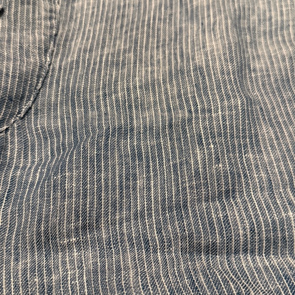 CP Shades Blue & White Linen Stripe Shirt Dress Beach Coverup Size Small - Picture 2 of 8